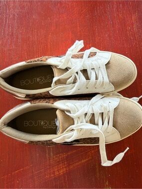 Corkys White, Tan & Leopard Low-Top Sneakers